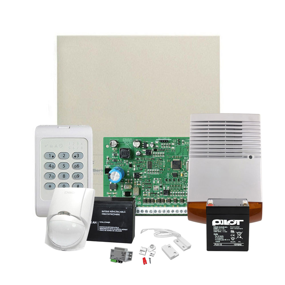 Sistem de alarma antiefractie DSC KIT 1404 EXT SIR, 4 zone, 39 utilizatori, 128 evenimente