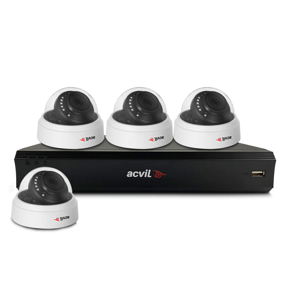 Sistem supraveghere interior basic Acvil Pro ACV-B4INT20-2MP, 4 camere, 2 MP, IR 20 m, 2.8 mm, POS, audio prin coaxial